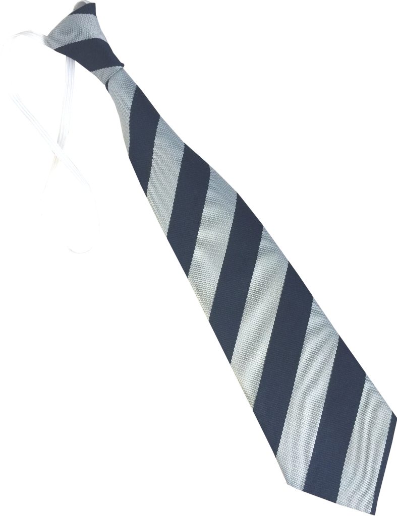 Navy Blue and White (Silver) Block Infant School Elastic Tie