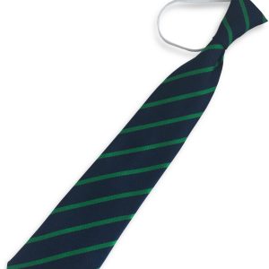 Navy Blue and Emerald Green Single Narrow Stripe Infant Elastic School Tie