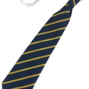 Navy Blue and Gold Single Narrow Stripe Infant Elastic School Tie