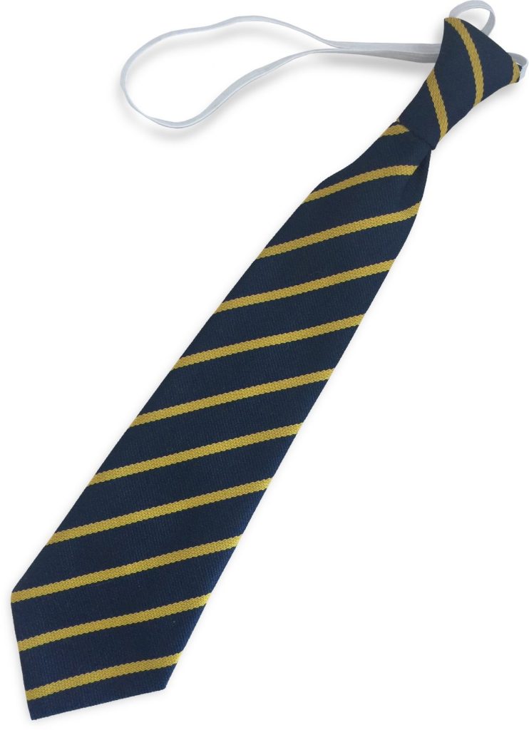 Navy Blue and Gold Single Narrow Stripe Infant Elastic School Tie
