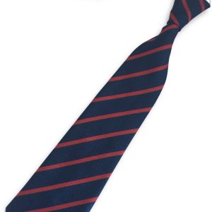 Navy Blue and Red Single Narrow Stripe Infant Elastic School Tie