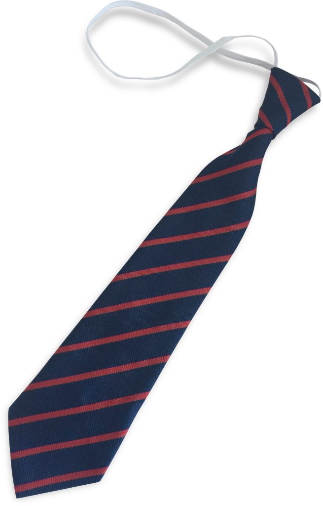 Navy Blue and Red Single Narrow Stripe Infant Elastic School Tie