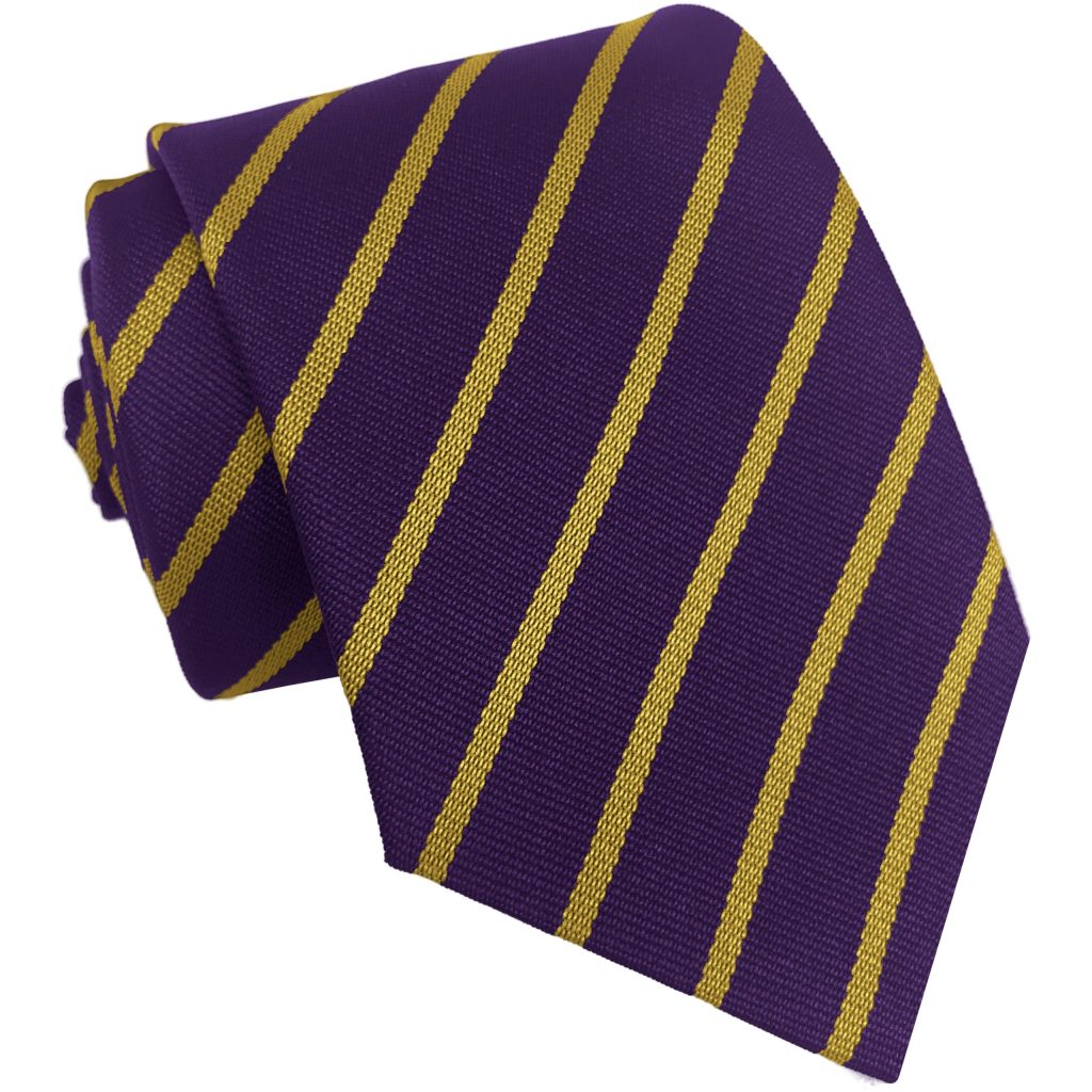 Purple and Gold Single Narrow Stripe High School Tie