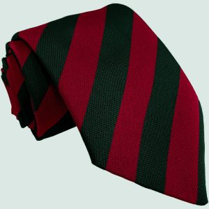 Red and Bottle Green Block Junior School Tie