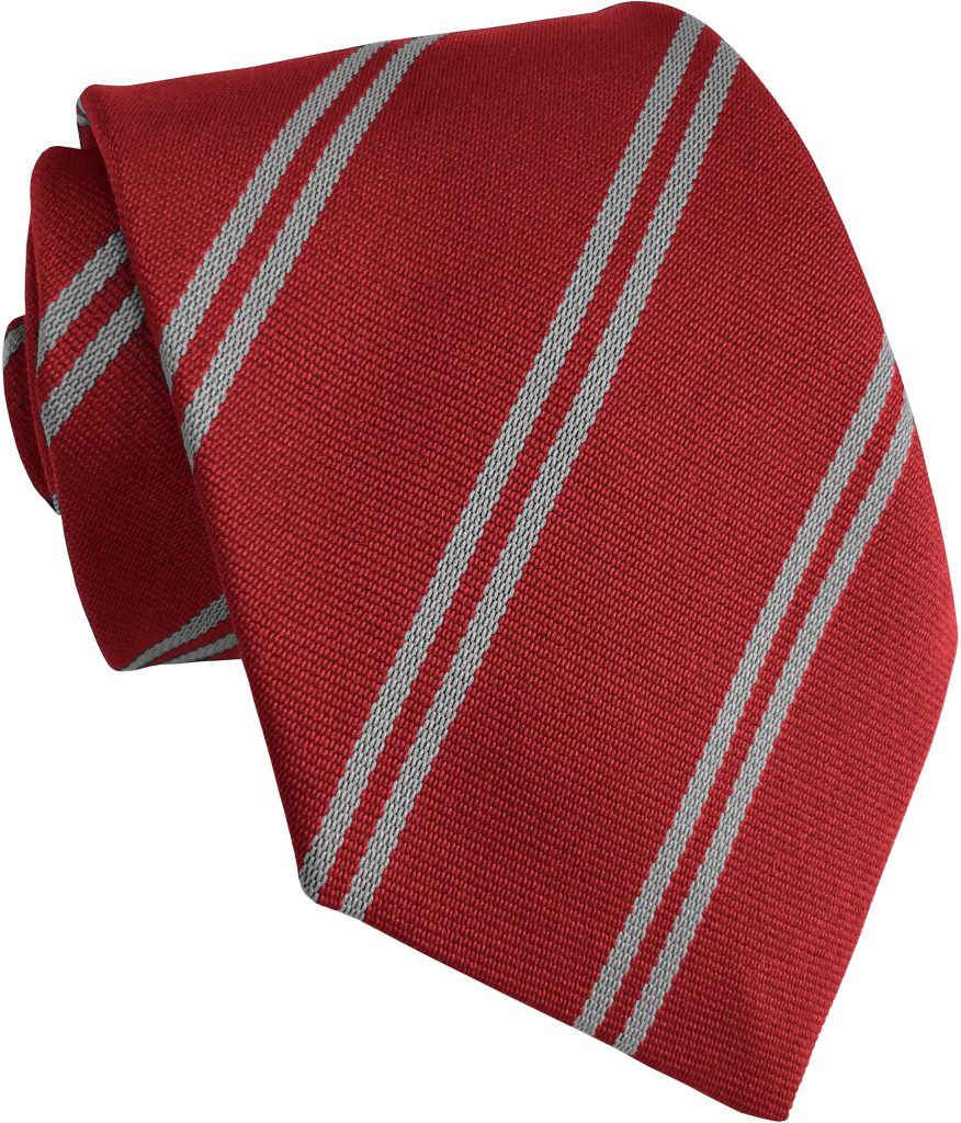 Red and Grey Double Stripe High School Tie