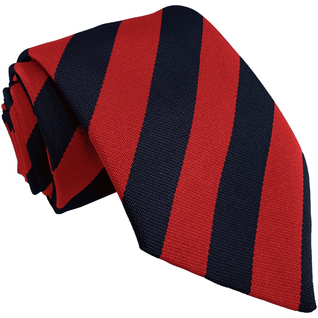 Navy Blue and Red Block Adult School Tie