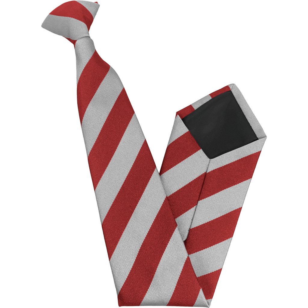 Red and White Block Junior School Clip On Tie