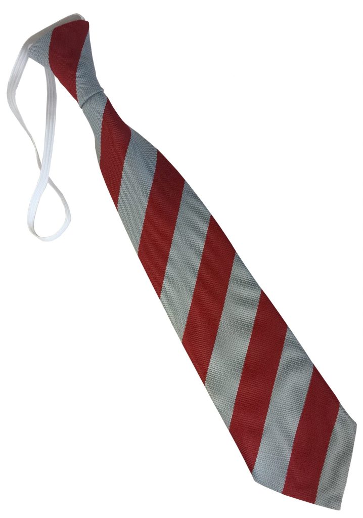 Red and White (Silver) Block Infant School Elastic Tie