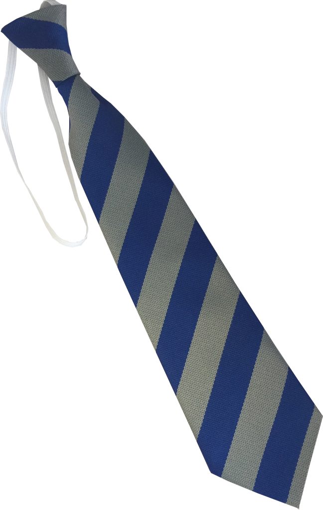 Royal Blue and Grey Block Infant School Elastic Tie