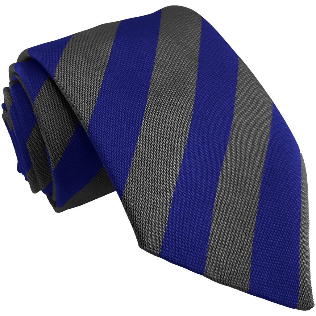 Royal Blue and Grey Block Adult School Tie