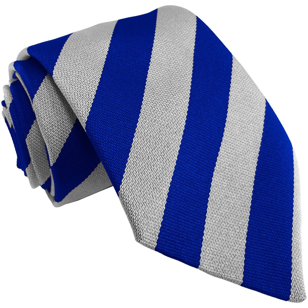 Royal Blue and White Block Adult School Tie