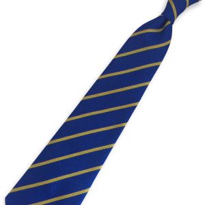 Royal Blue and Gold Single Narrow Stripe Infant Elastic School Tie