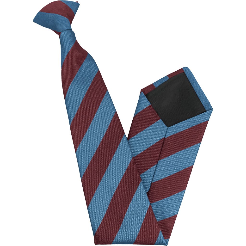 Maroon and Sky Blue Block Junior School Clip On Tie