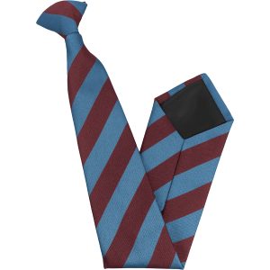 Maroon and Sky Blue Block High School Clip On Tie