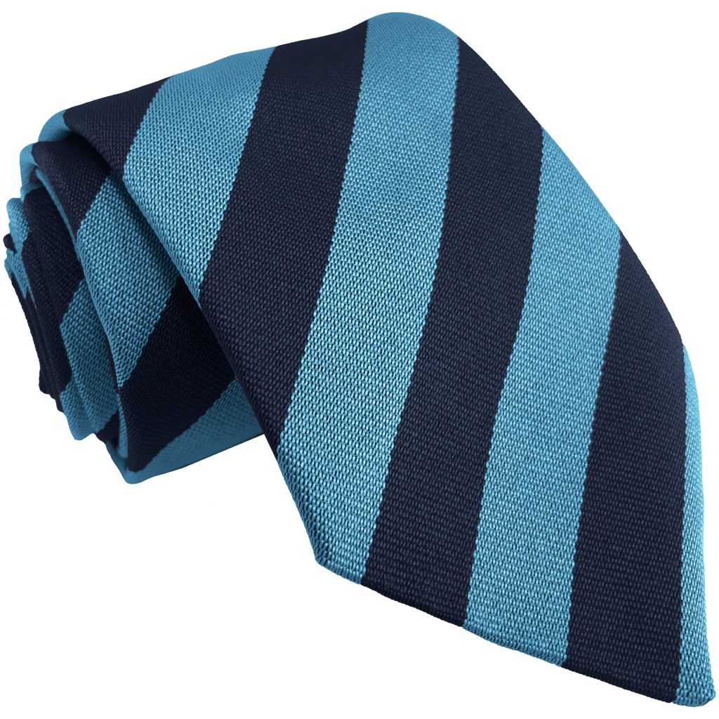 Navy Blue and Sky Blue Block Adult School Tie