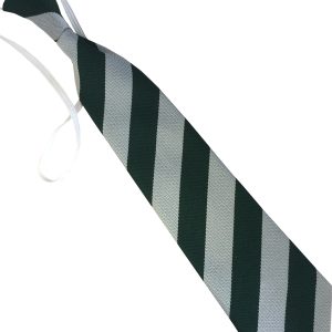 Bottle Green and White (Silver) Block Infant School Elastic Tie
