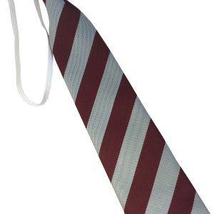 Maroon and White (Silver) Block Infant School Elastic Tie
