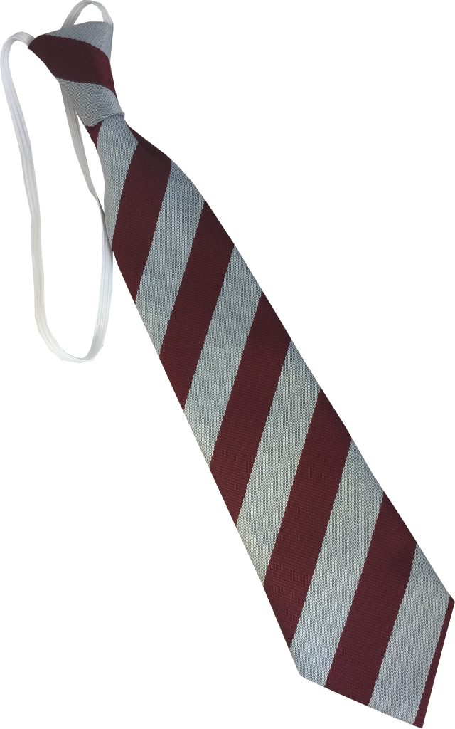 Maroon and White (Silver) Block Infant School Elastic Tie