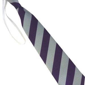 Purple and White (Silver) Block Infant School Elastic Tie