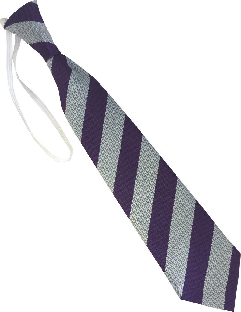 Purple and White (Silver) Block Infant School Elastic Tie