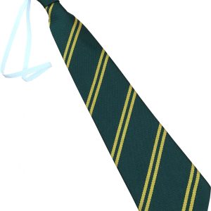 Bottle Green and Gold Double Infant School Elastic Tie