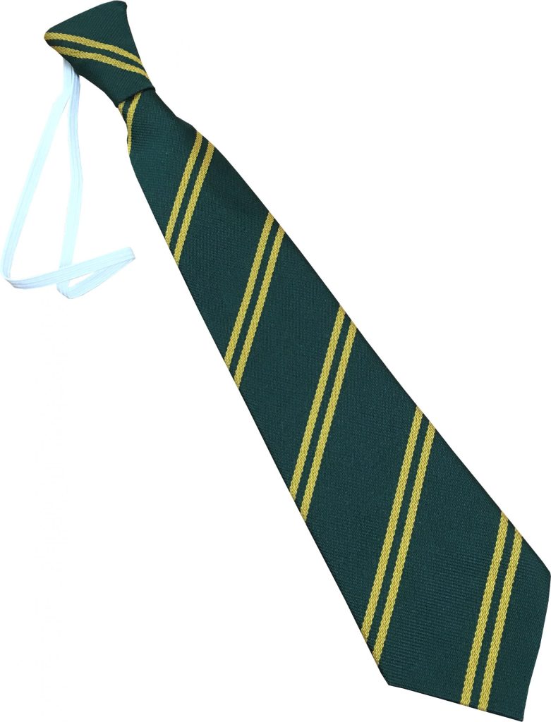 Bottle Green and Gold Double Infant School Elastic Tie