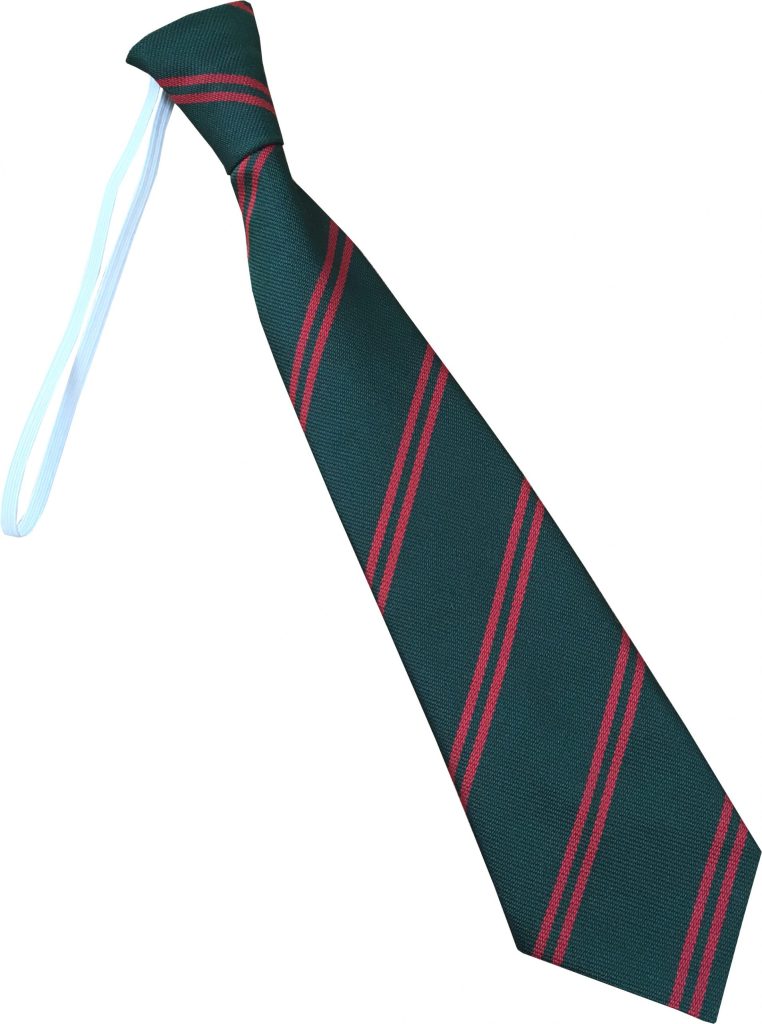 Bottle Green and Red Double Infant School Elastic Tie