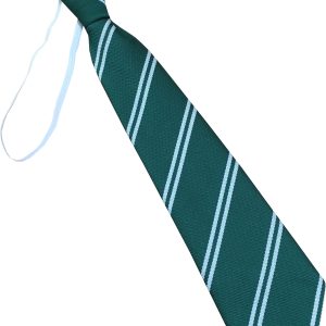 Bottle Green and White (Silver) Double Infant School Elastic Tie