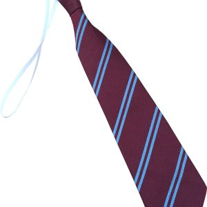 Maroon and Sky Blue Double Infant School Elastic Tie