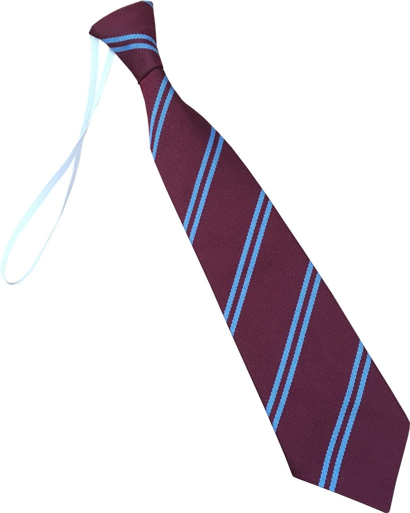 Maroon and Sky Blue Double Infant School Elastic Tie
