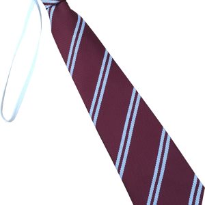 Maroon and White (Silver) Double Infant School Elastic Tie