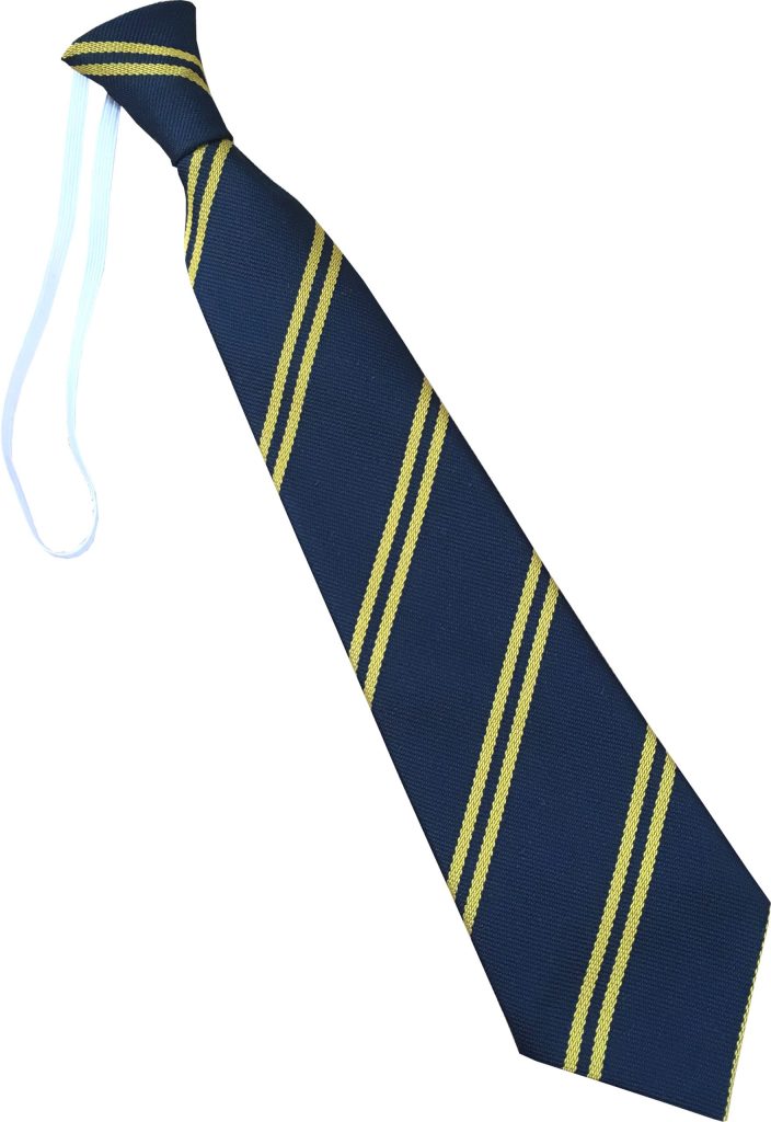 Navy Blue and Gold Double Infant School Elastic Tie