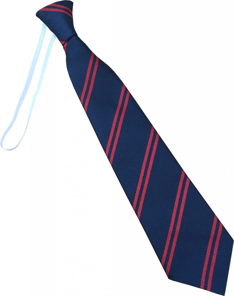 Navy Blue and Red Double Infant School Elastic Tie