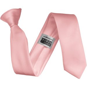 Satin Baby Pink Italian Satin Skinny Clip On Wedding Tie
