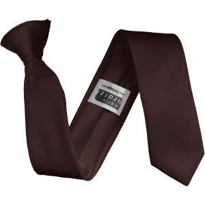 Satin Brown Italian Satin Skinny Clip On Wedding Tie