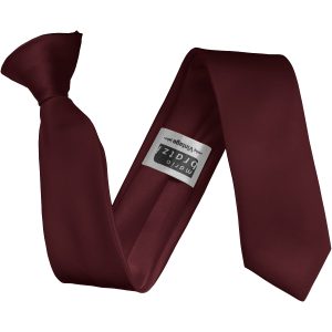 Satin Burgundy Italian Satin Skinny Clip On Wedding Tie