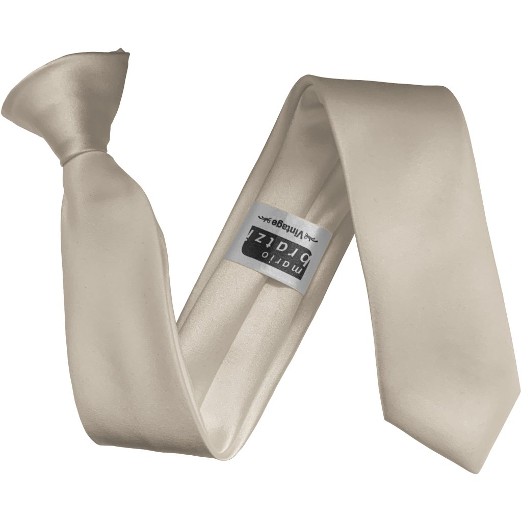 Satin Champagne Italian Satin Skinny Clip On Wedding Tie