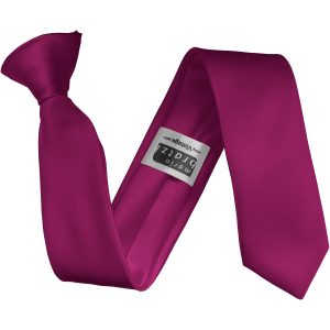 Satin Fuchsia Italian Satin Skinny Clip On Wedding Tie