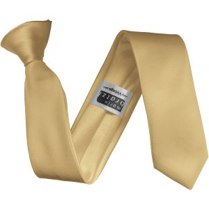 Satin Gold Italian Satin Skinny Clip On Wedding Tie