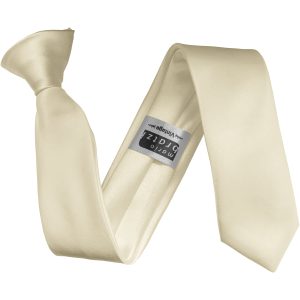 Satin Ivory Italian Satin Skinny Clip On Wedding Tie