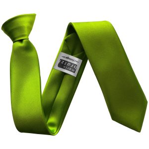 Satin Lime Italian Satin Skinny Clip On Wedding Tie