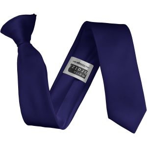Satin Navy Blue Italian Satin Skinny Clip On Wedding Tie