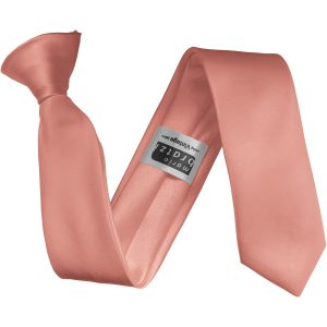 Satin Peach Echo Italian Satin Skinny Clip On Wedding Tie