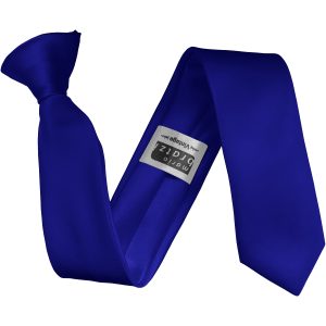 Satin Royal Blue Italian Satin Skinny Clip On Wedding Tie