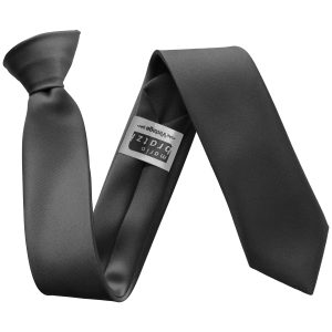 Satin Slate Italian Satin Skinny Clip On Wedding Tie