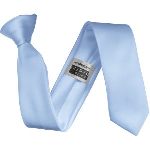 Satin Baby Blue Italian Satin Skinny Clip On Wedding Tie