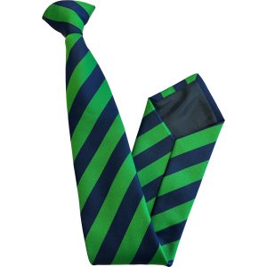 20 inch Equal Stripe Bright Green and Navy Blue Clip On Tie