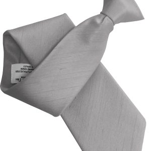 Gun Metal Silver Dupion Clip On Tie