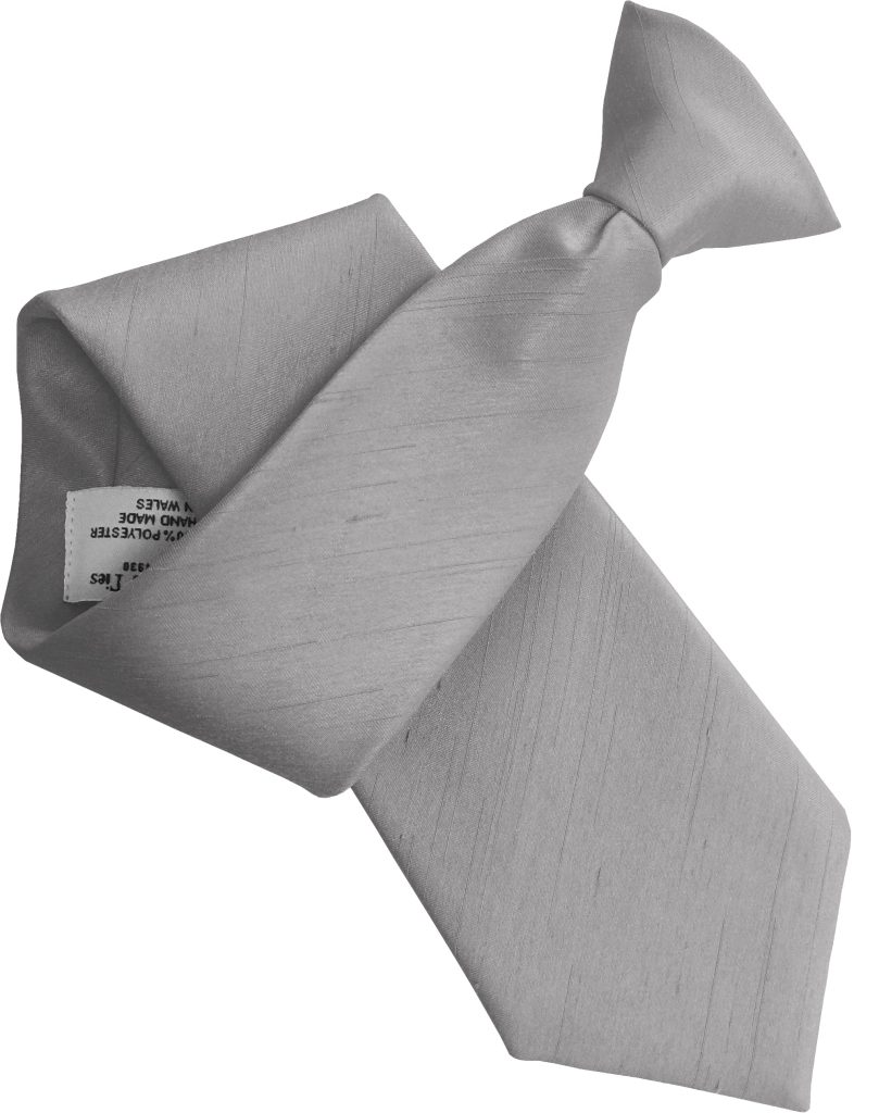 Gun Metal Silver Dupion Clip On Tie