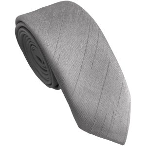 Gun Metal Silver Dupion Skinny Tie